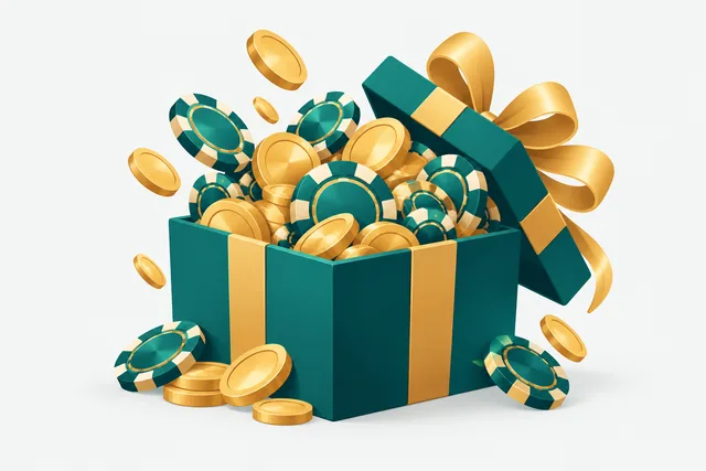 Open cadeaudoos vol munten en casinofiches
