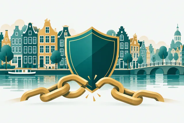 Schild en een doorgebroken ketting voor grachtenpanden