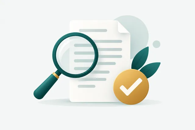 Document met vergrootglas en een vinkje