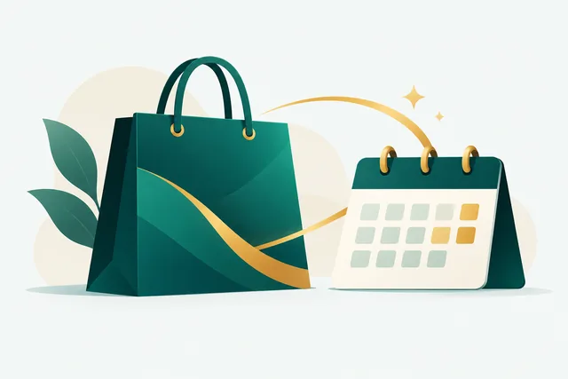 Boodschappentas en kalender als beeld voor later betalen