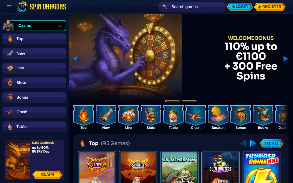 Lobby van Spin Dragons, screenshot van 19 september 2026